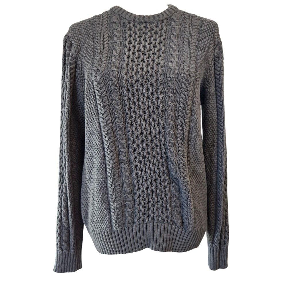 Old Navy Womens S Gray Green Chunky Cable Knit Dark Academia Cottagecore Sweater - Picture 3 of 7